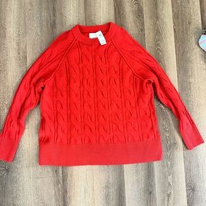Aerie Vibrant Red Cable Knit Sweater